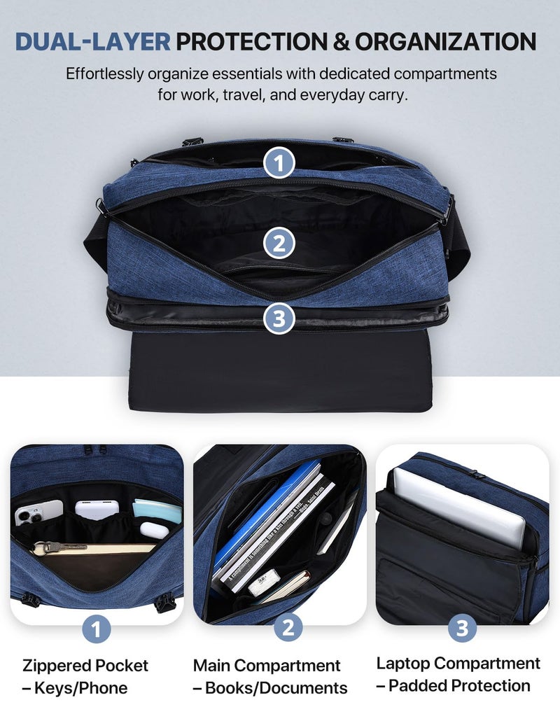 VX VONXURY Messenger Bag for Men, Lightweight Water Resistant 15.6 Laptop Shoulder Bag for Business Work Travel Blue - Image 3